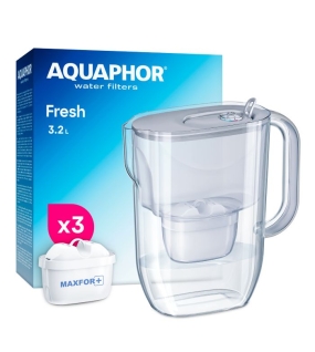 AQUAPHOR SET FRESH grau, Filterkanne inkl. 3 MAXFOR+ Filterkartusche, 200 l.