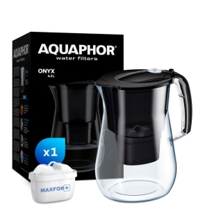 AQUAPHOR Filterkanne Onyx schwarz, aus Tritan, inkl. Filter MAXFOR+, 200 l.