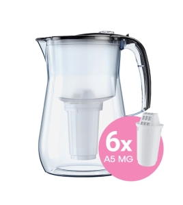 AQUAPHOR Set Filterkanne Provence schwarz, inkl. 6 Filter A5 Magnesium, 350 l.