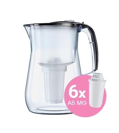AQUAPHOR Set Filterkanne Provence schwarz, inkl. 6 Filter A5 Magnesium, 350 l.