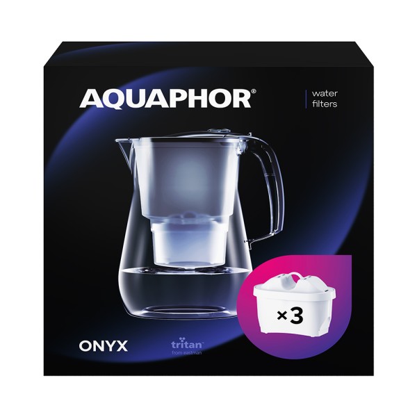 AQUAPHOR Set Filterkanne Onyx inkl. 3 Filter MAXFOR+, 200 l.
