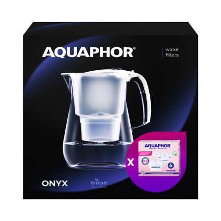 AQUAPHOR Set Filterkanne Onyx inkl. 6 Filter MAXFOR+ Mg, 200 l.