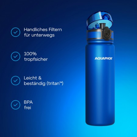 AQUAPHOR CITY Trinkflasche Filterflasche 0,5 L., blau