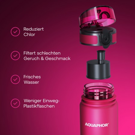 AQUAPHOR CITY Trinkflasche Filterflasche 0,5 L., pink