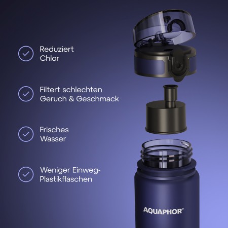 AQUAPHOR CITY Trinkflasche Filterflasche 0,5 L., navy