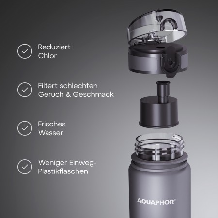 AQUAPHOR CITY Trinkflasche Filterflasche 0,5 L., grau