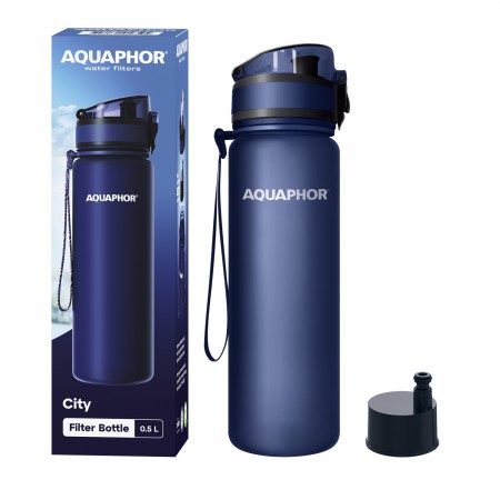 AQUAPHOR CITY Trinkflasche Filterflasche 0,5 L., navy