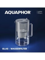 AQUAPHOR Glas-Wasserfilter grau, mit Filterkartusche MAXFOR+