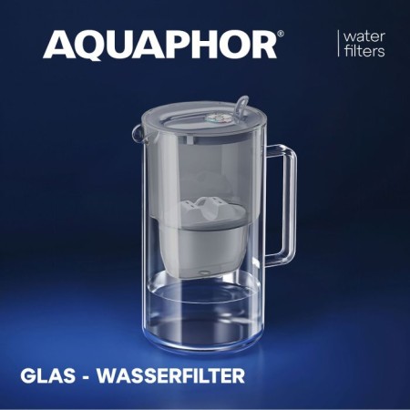 AQUAPHOR Glas-Wasserfilter grau, mit Filterkartusche MAXFOR+