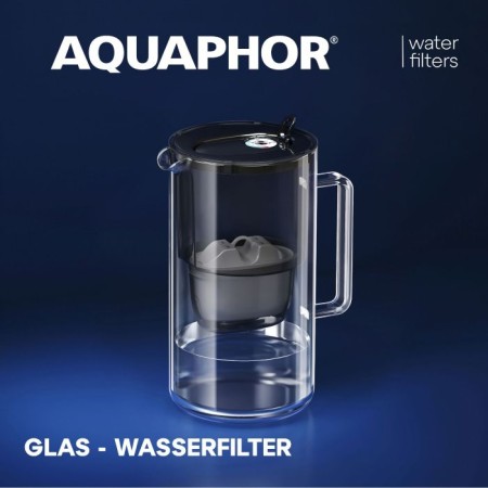 AQUAPHOR Glas-Wasserfilter schwarz, mit Filterkartusche MAXFOR+
