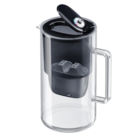 AQUAPHOR Glas-Wasserfilter schwarz, mit Filterkartusche MAXFOR+