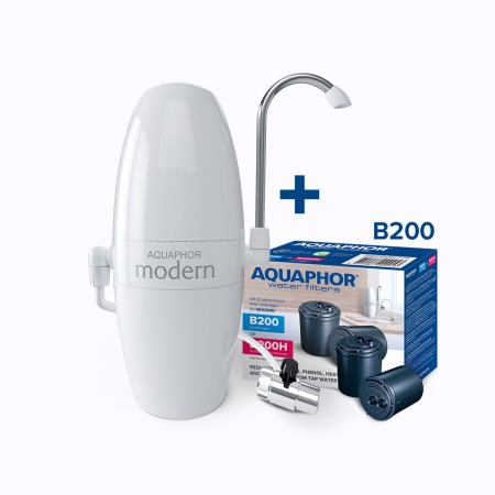 AQUAPHOR AKTIVKOHLE-AUFTISCHFILTER "Modern" plus Set Filter B200, ohne Wasserenthärtung