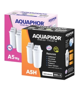 AQUAPHOR Pack 2x A5H plus 2x A5 Mg. (Magnesium) Wasserfilter, 350 l.