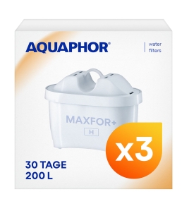 AQUAPHOR MAXFOR+ H, Wasserfilter für hartes Wasser, Pack 3. Extra Kalkschutz