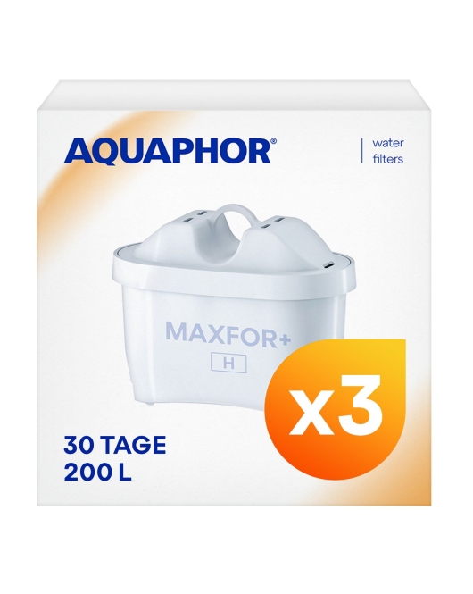 AQUAPHOR MAXFOR+ H, Wasserfilter für hartes Wasser, Pack 3. Extra Kalkschutz