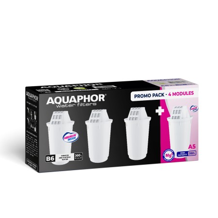 AQUAPHOR Pack 3x A5 plus 1x A5 Mg. (Magnesium) Wasserfilter, 350 l.