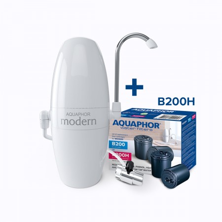 AQUAPHOR AKTIVKOHLE-AUFTISCHFILTER "Modern"H plus Set Filter B200H, hartes Wasser