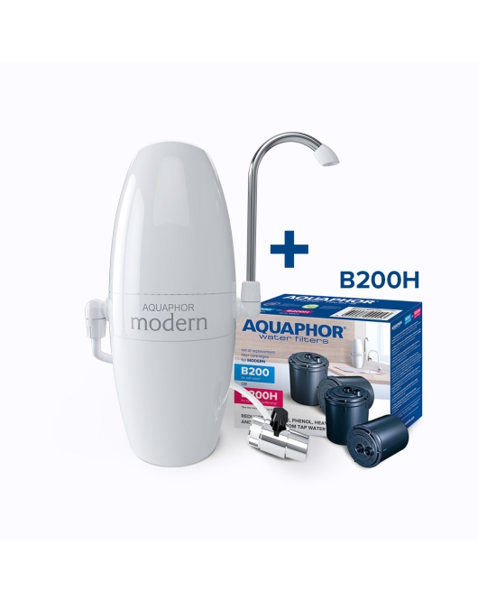 MODERN H AQUAPHOR AKTIVKOHLE-AUFTISCHFILTER plus Set Filter B200H, hartes Wasser